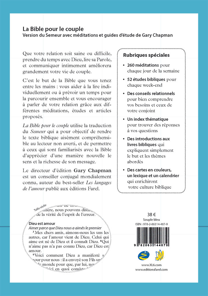 Image #1 du produit Bible Semeur 2015 pour le couple souple bleue