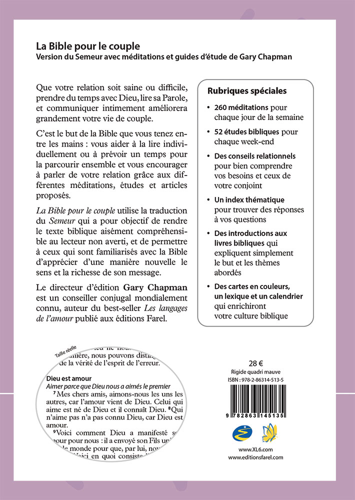 Image #1 du produit Bible Semeur 2015 pour le couple rigide mauve