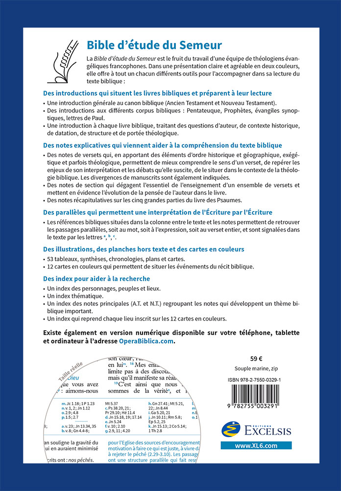 Image #1 du produit Bible Semeur étude 2015 souple bleue zipper