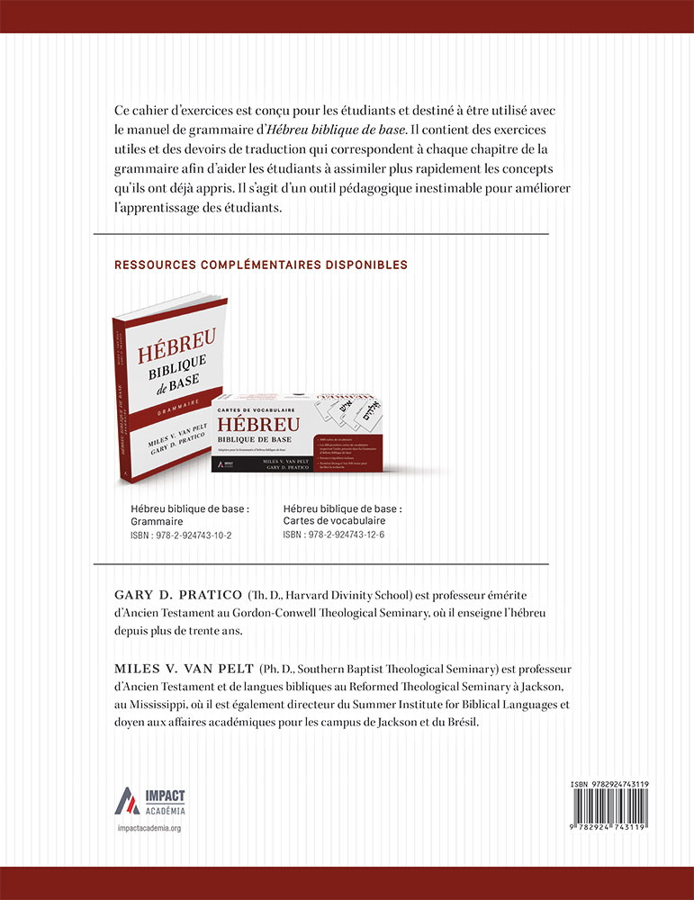 Image #1 du produit Hébreu biblique de base - cahier d'exercices