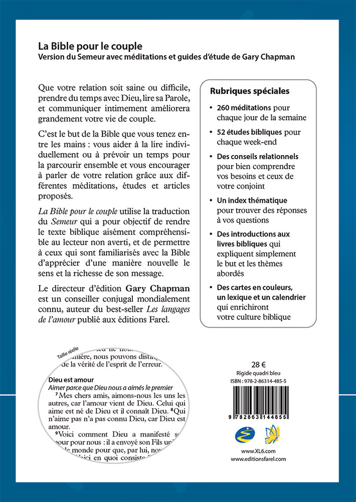 Image #1 du produit Bible Semeur 2015 pour le couple rigide bleue